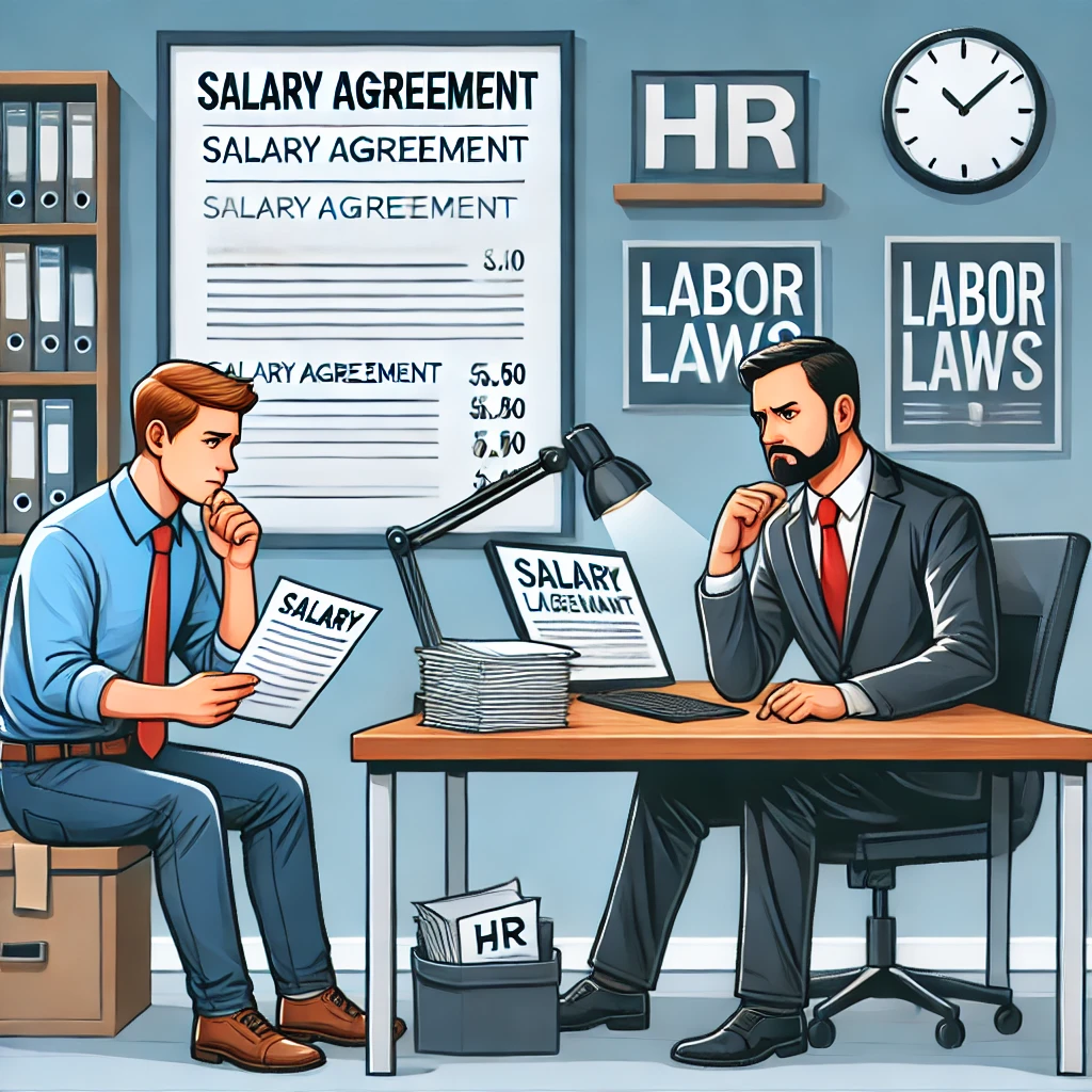 Salary withholding law India - Employee rights and legal protection concept with scales of justice