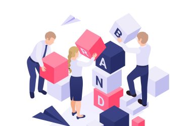 Remote team building illustration with diverse team members collaborating virtually