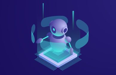 AI in HR - Artificial intelligence robot in server room representing digital transformation in human resources